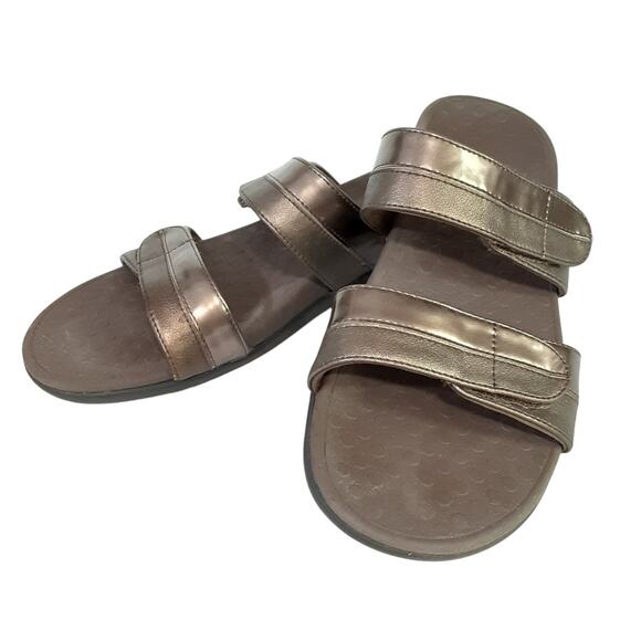 Vionic Orthaheel Shore Slide Sandals Bronze Slip On Orthotic Womens 9 Adjustable - Picture 2 of 8